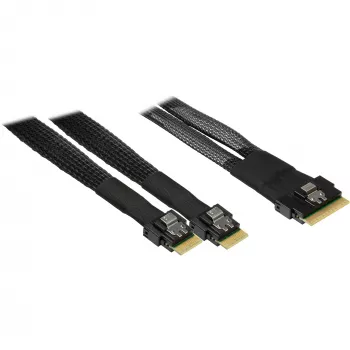INTER-TECH kábel SFF-8654-8i na 2× SFF-8654-4i, 70 cm interný rozbočovací kábel