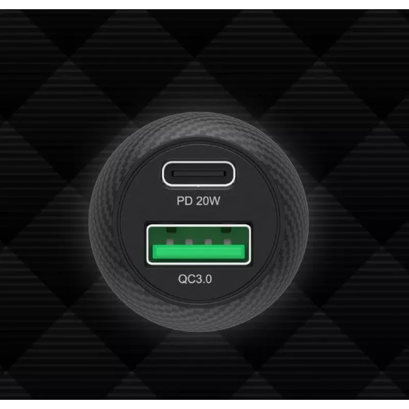 Auto nabíjačka Unitek P1400A s USB-C a USB-A, 38W, Quick Charge 3.0, vstup 12–24V, čierna