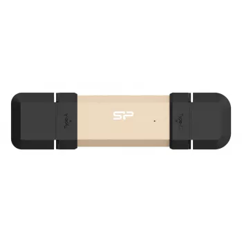 USB flash disk Silicon Power DS72 1 TB, USB 3.2 Gen 2, Type-A a Type-C, hliník/gumové viečko, zlatá