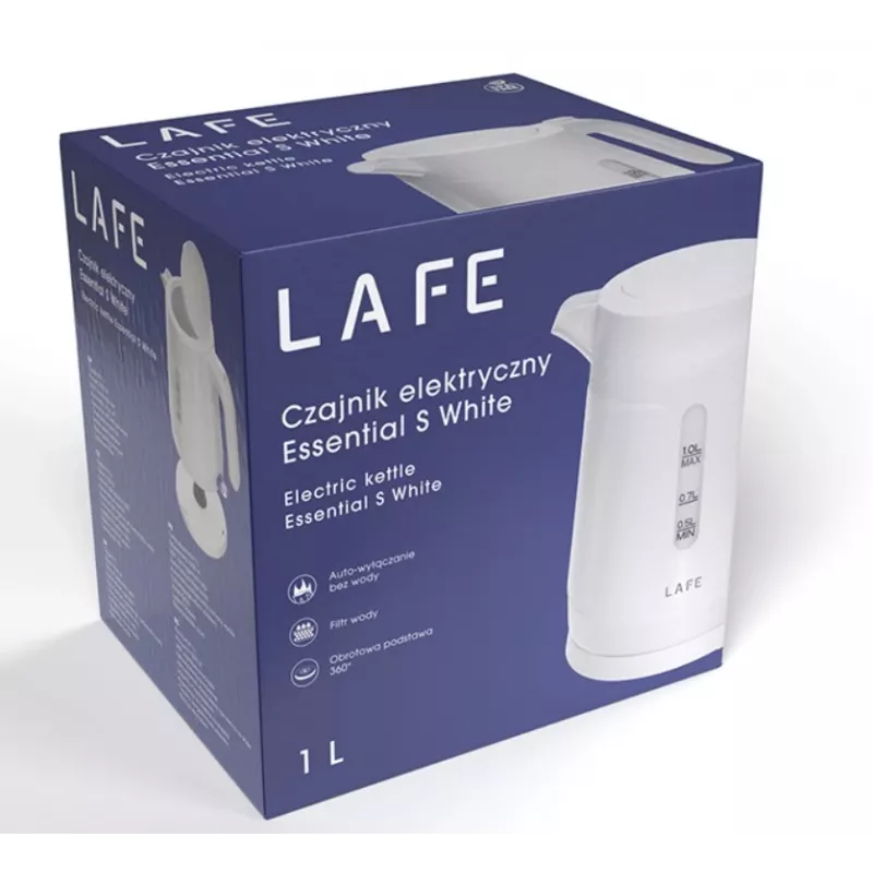 LAFE Essential S 47544 elektrická rýchlovarná kanvica, 1 l, 1500 W, biela