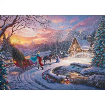 Thomas Kinkade Studios: Disney Dreams Collection - Cinderella Bringing Home the Tree, puzzle 1000 dielikov