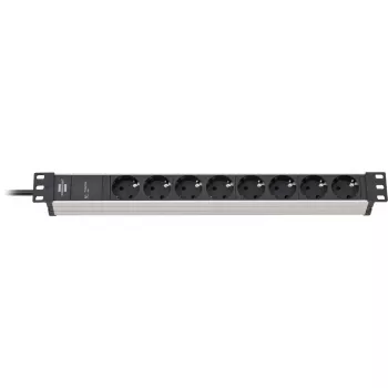 Brennenstuhl 1390007308 - 2 m - 8 AC zásuviek - interiér - IP20 - hliník - plast - čierna - strieborná