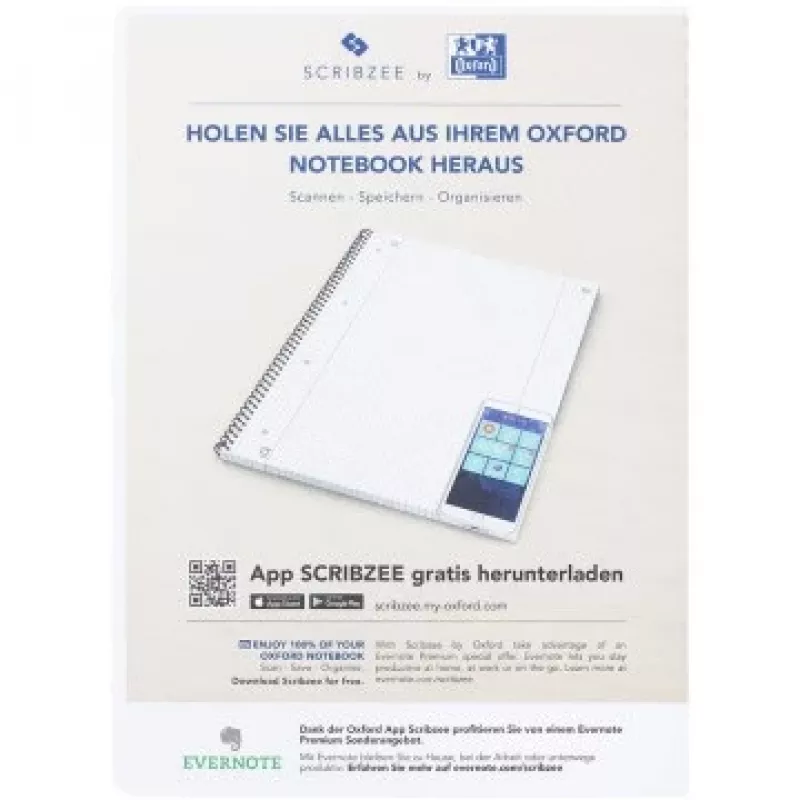 Oxford College zošit A4, 80 listov, kockovaný s vnútorným okrajom, 90 g/m², modrý (100050358)