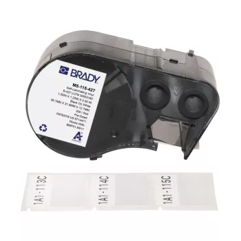 Brady, M5-115-427, samolaminovací vinyl, čierna na bielu/transparentnú, 38,10 x 12,70(31,75) mm, permanentné, pre priemer kábla 3,40 - 6,10 mm (200 ks) (170864)