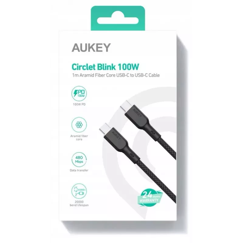 AUKEY CB-KCC101 nylonový kábel USB-C na USB-C 1m