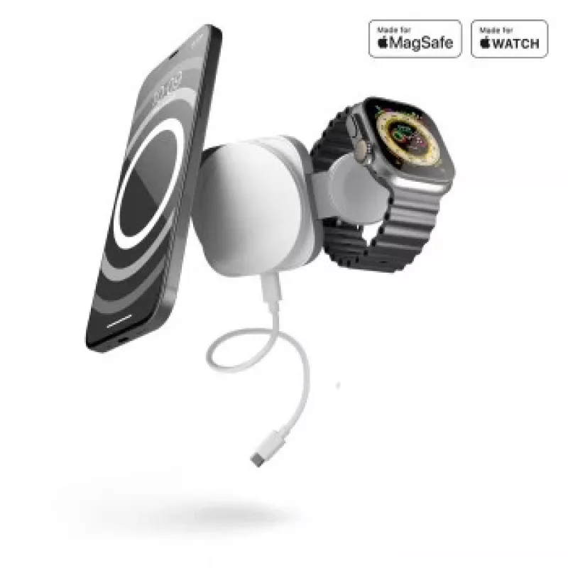 ZENS 2-IN-1 MAGSAFE + WATCH TRAVEL CHARGER BIELA