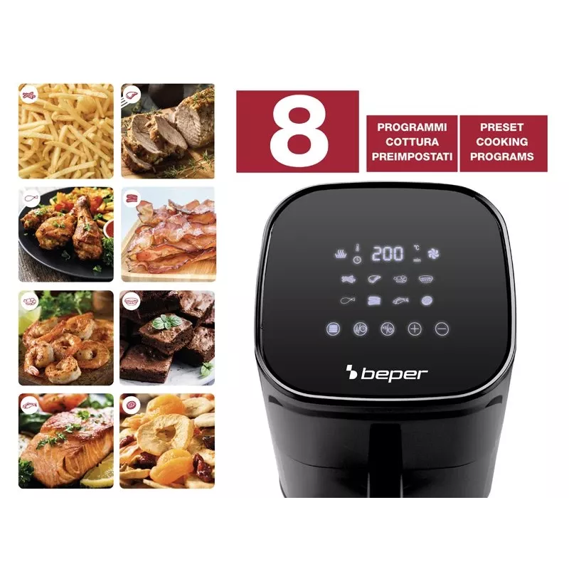 Teplovzdušná fritéza Beper P101FRI051 5 l 1400 W čierna