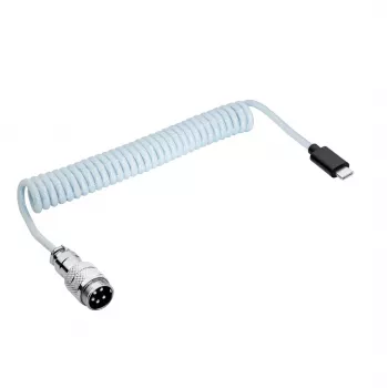 Akyga AK-USB-49 Aviator špirálový kábel USB-C na USB-C s GX16 konektorom, USB 2.0, 3 m, biely