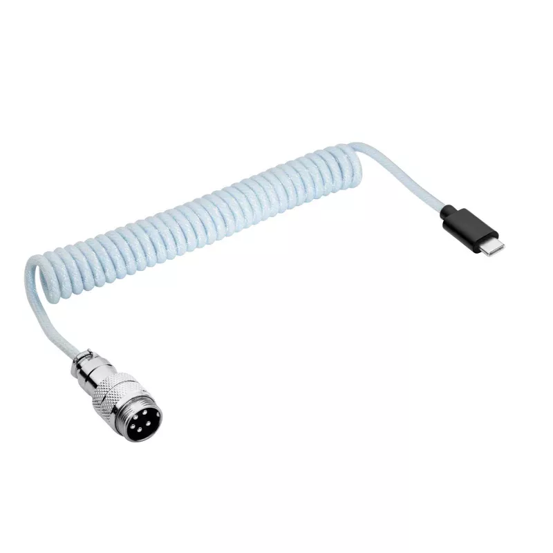 Akyga AK-USB-49 Aviator špirálový kábel USB-C na USB-C s GX16 konektorom, USB 2.0, 3 m, biely