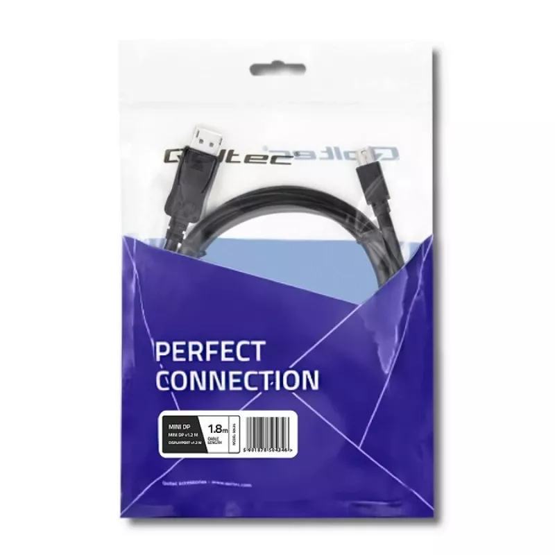 DisplayPort kábel Qoltec 50434 1,8 m Mini DisplayPort čierny