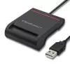 Čítačka ID kariet QOLTEC Smart-Chip-ID čítačka kariet — USB, čierna, 84,5×65×16 mm, 63 g