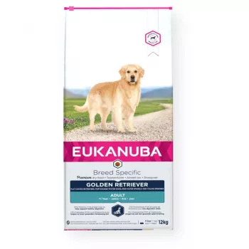 Suché krmivo pre psov EUKANUBA Golden Retriever kuracie 12 kg — kompletné krmivo pre dospelých psov, 26 % proteínu, 13 % tuku, 1,25 % vápnika