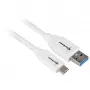 USB 3.2 Gen 2 kábel, USB-A konektor samec > USB-C konektor samec (biela, 1 meter)
