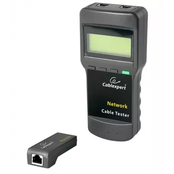Sieťový tester káblov GEMBIRD NCT-31 — tester kontinuity s LCD, podpora RJ-11/RJ-12/RJ-45, čierny