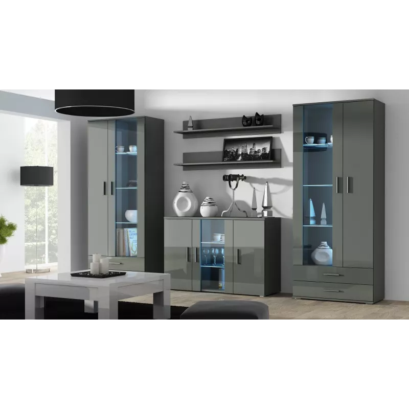 Cama komoda 120 cm SOHO S7 sivá/sivá lesklá