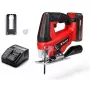 Einhell TC-JS 18/70 Li akumulátorová priamočiara píla 4321280, Power X-Change, 18 V, 2700 zdvihov/min, hĺbka rezu 70 mm, s akumulátorom 2,5 Ah a nabíjačkou, červeno-čierna