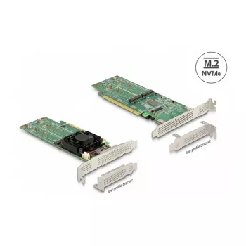 DeLOCK PCI Express x16 karta na 4 x interné NVMe M.2 Key M – low-profile formát