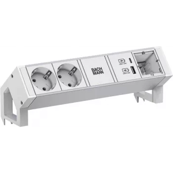Predlžovacia zásuvka Bachmann DESK2 ALU WHITE 937.413 s 2x USB portami