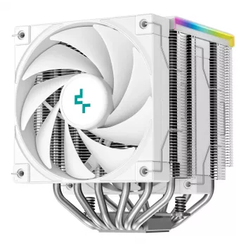 Vzduchový chladič DeepCool AK620 Digital SE White — dva 120 mm ventilátory, 6 heatpipes, PWM, podpora LGA-1700, integrovaný displej