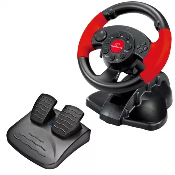 Volant ESPERANZA EG103 herný ovládač — PC/PS2/PS3, 13 tlačidiel, vibrácie, akcelerometer, čierna/červená