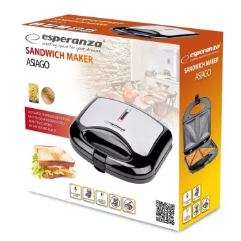 Esperanza ASIAGO sendvičovač 1000 W čierny, biely