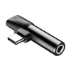 Baseus audio adaptér USB-C na minikonektor 3,5 mm + USB-C (čierna)
