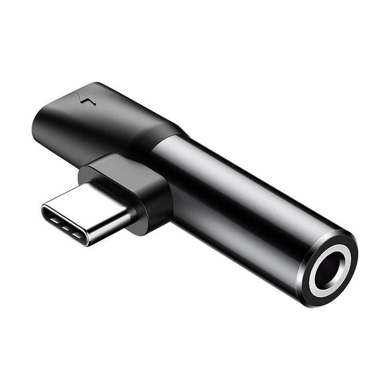 Baseus audio adaptér USB-C na minikonektor 3,5 mm + USB-C (čierna)
