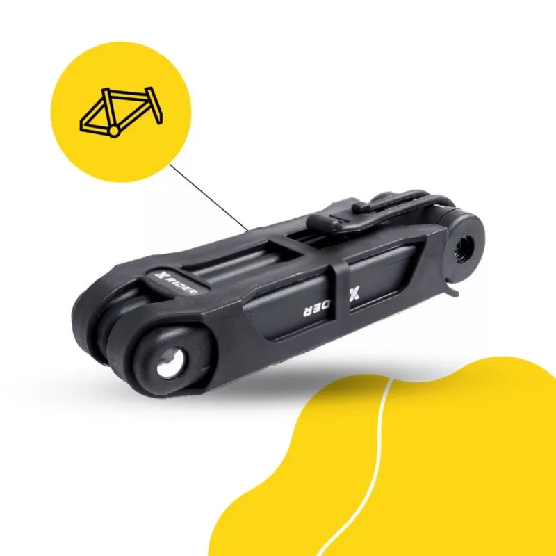 Skladací bicyklový zámok MANTA XR00FL01 – segmentovaný dizajn na montáž na rám