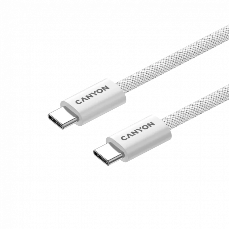 CANYON kábel OnWire 60MG C-C 60W magnetický pletený 1m biely