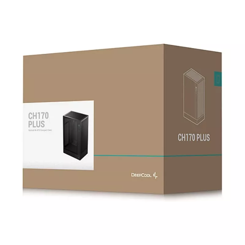 PC skriňa DeepCool CH170 PLUS Tower čierna – micro-ATX/mini-ITX, tvrdené sklo, USB-C, napájací zdroj hore