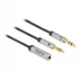 Delock - adaptér pre headset - mini-phone stereo 3,5 mm 4-pole samica na stereo mini jack konektor samec - 27cm - čierny (66740)