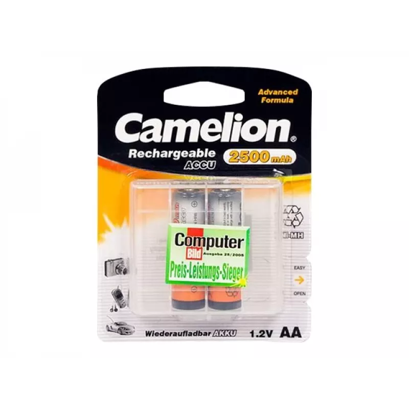 Nabíjacie Ni‑MH AA/HR6 akumulátory CAMELION 2500 mAh, 2 kusy