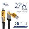 Akyga AK-USB-57 pletený 4-in-1 kábel USB-A/USB-C na USB-C/Lightning, USB 2.0, 65 W, 1 m, sivý