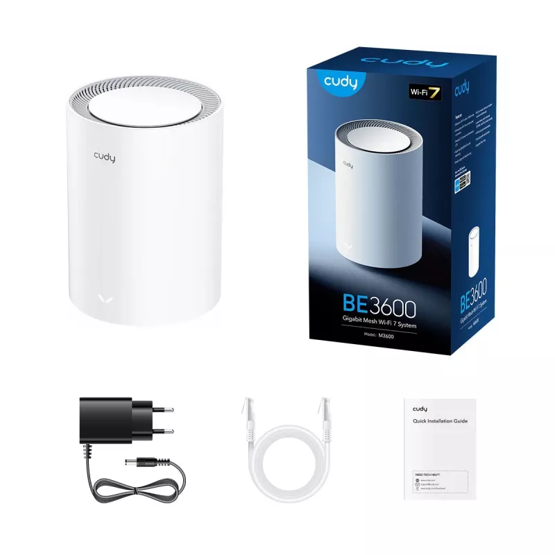 Mesh systém Cudy M3600 Dualband Wi-Fi 7 (802.11be), 2882 Mbit/s, 3x LAN, 4 interné antény, biela