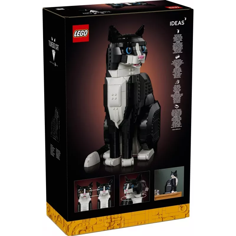 LEGO sada Ideas 21349 Tuxedo Cat stavebnica — zberateľský model z kociek, vystavovací kus