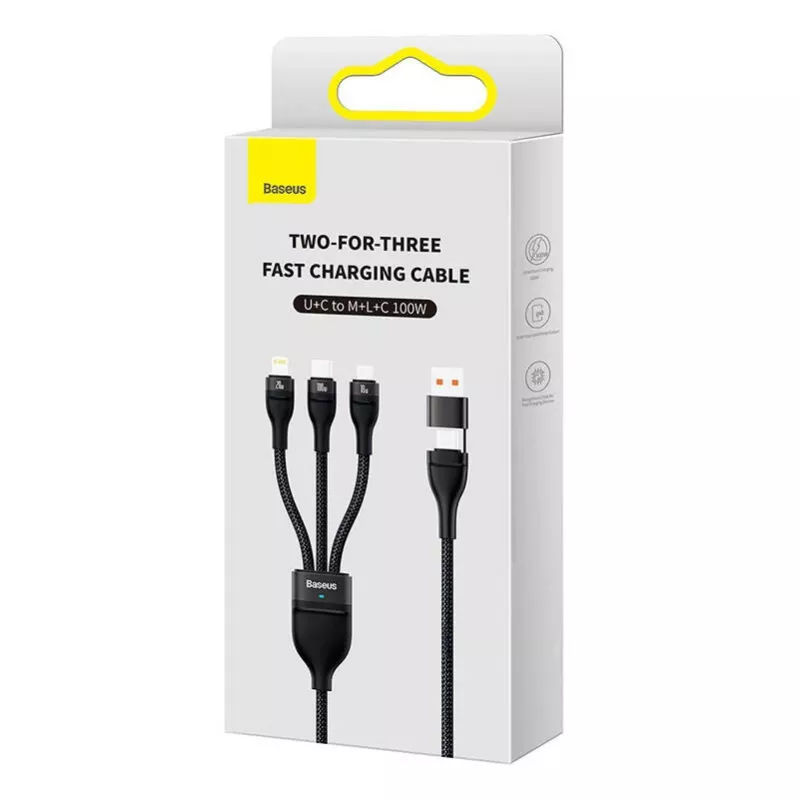 USB kábel Baseus CASS030101 1,2 m USB-A/USB-C USB-C/Micro-USB-B/Lightning čierny