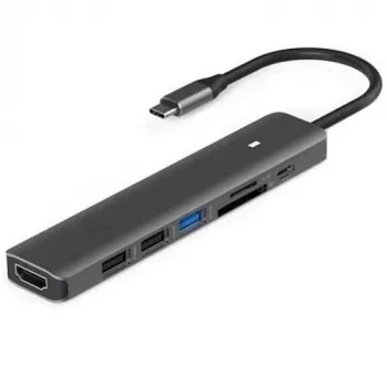 Adaptér USB Type-C - HDMI, 3x USB Type-A, SD, TF, USB Type-C PD100W