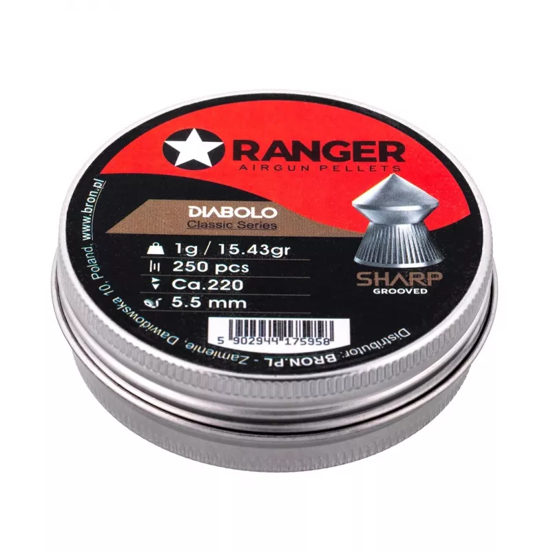 5,5 mm RANGER Diabolo Professional Sharp Grooved Point 250 diaboliek