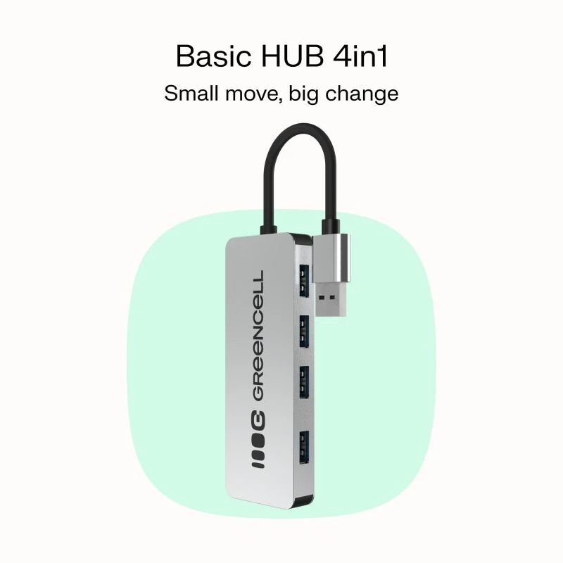 USB hub Green Cell HUB-GC-A4A — 4-portový USB-A 3.0 hub
