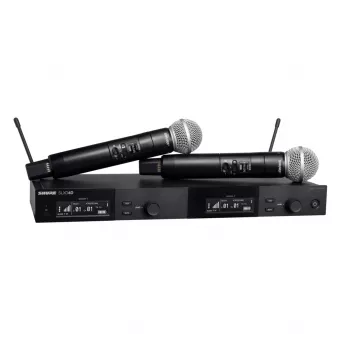 Shure SLXD24DE/SM58-G59 - digitálny duálny bezdrôtový systém s dvoma vysielačmi/ručnými mikrofónmi (470 – 514 MHz)