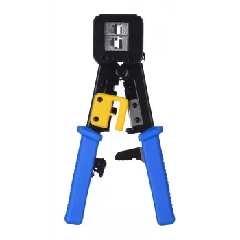 Krimpovacie kliešte Alantec NI040 pre RJ-45 konektory, oceľová konštrukcia, plastové rukoväte, čierna/modrá