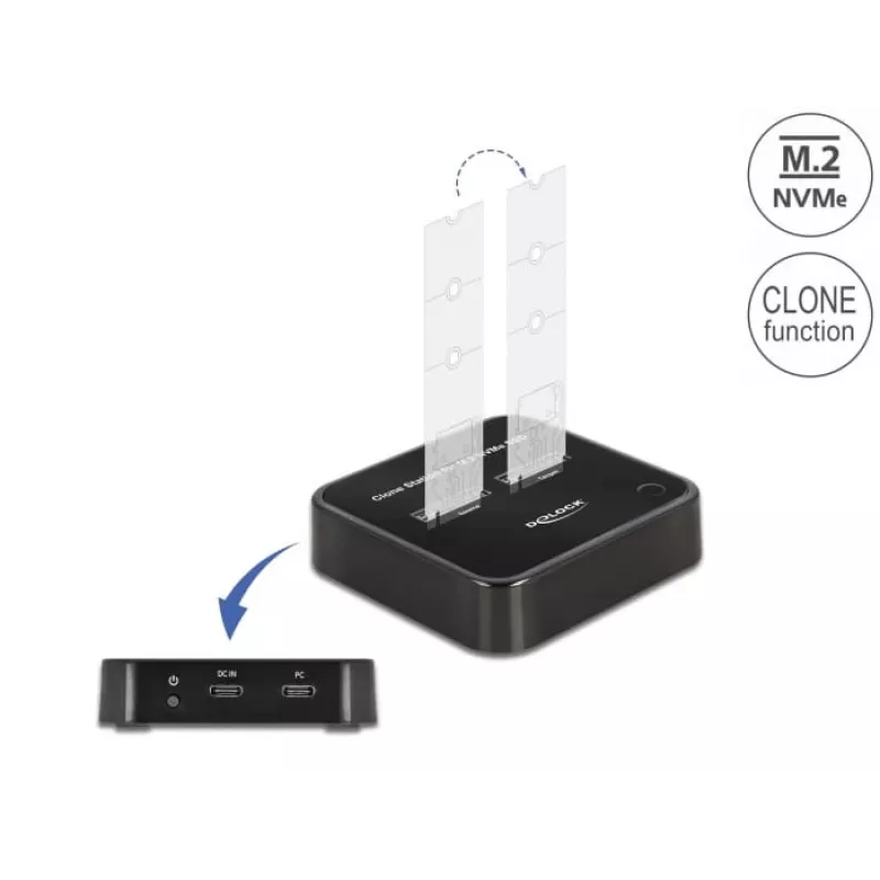 DeLOCK M.2 dokovacia stanica pre 2 x M.2 NVMe PCIe SSD s funkciou klonovania