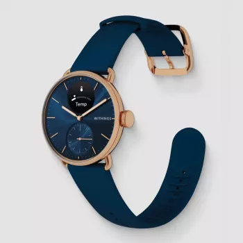 Withings ScanWatch 2 - hodinky s EKG, tepovou frekvenciou, SpO2, sledovaním aktivity a spánku (38 mm, modrá ružové zlato)