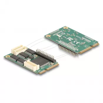 Interný Mini-PCIe rozhranový adaptér DELOCK 95279 — sériový host, Mini-PCIe výstup, podpora RS-232, 460,8 Kbit/s, FIFO 256 B, 30×51×10 mm