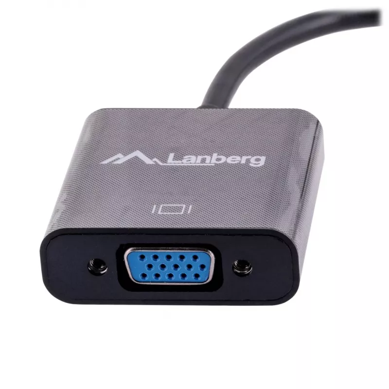 VGA (D-Sub) na Mini DisplayPort adaptérový kábel LANBERG AD-0006-BK, 0,2 m, DisplayPort 1.2, 1920×1200@60Hz, MiniDP konektor samica, čierny