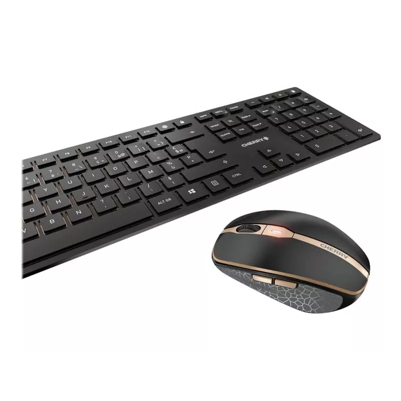 CHERRY DW 9100 slim klávesnica s myšou univerzálna RF Wireless + Bluetooth AZERTY francúzska čierna