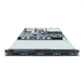 1U rack serverová platforma GIGABYTE R133-C13-ACG1 — AMD B650E základná doska, socket AM5, 4x DDR5 UDIMM sloty, 800 W redundantný napájací zdroj, 4x 2,5