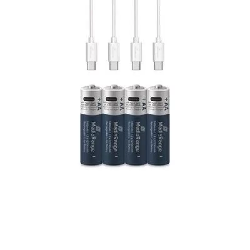 MediaRange MRBAT161 nabíjateľné batérie Li-Ion AA s USB-C, 1,5 V, 1400 mAh, 4 ks