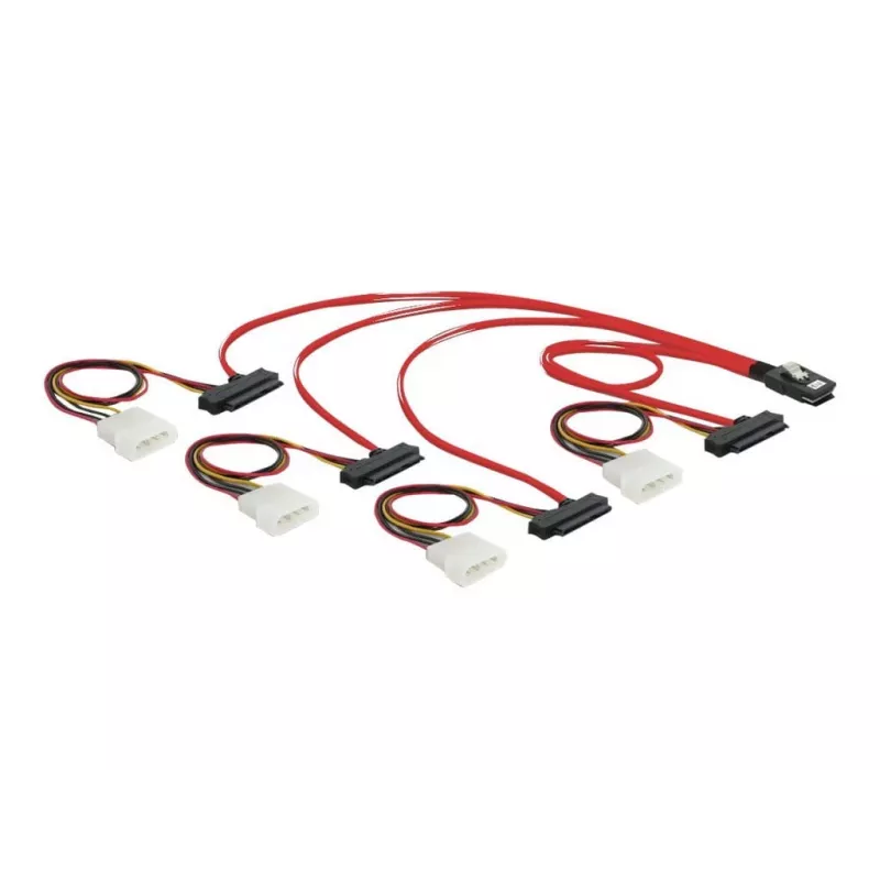 DeLOCK - Interný SAS kábel (Serial Attached SCSI) - 4-Lane - 36-pin 4i Mini MultiLane - Interné napájanie, 4-pin, Interné SAS, 29-pin (SFF-8482) - 50 cm (83059)