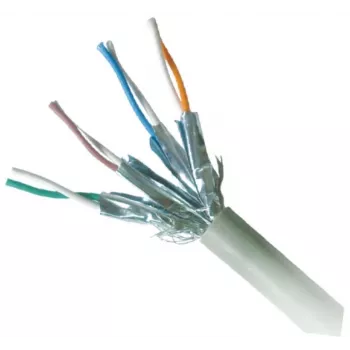Sieťový kábel GEMBIRD Cat6a RJ-45 na RJ-45 S/FTP 10 m LSZH, plný medený drôt, sivý